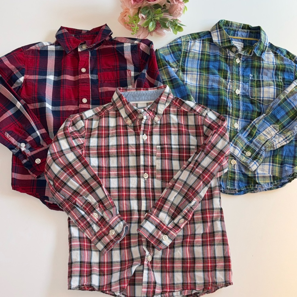 Carters Boys Long Sleeve Oxford Plaid Shirt 4T Plaid Carters shirts Long sleeve